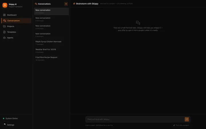 Skippy AI conversations view