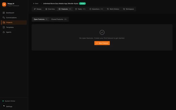 Skippy AI features view